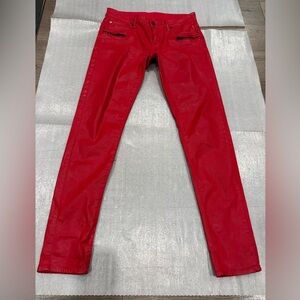 [W29/Ins30”]Denim & Supply Ralph Lauren Red Wax Coated Skinny Low Rise Jeans